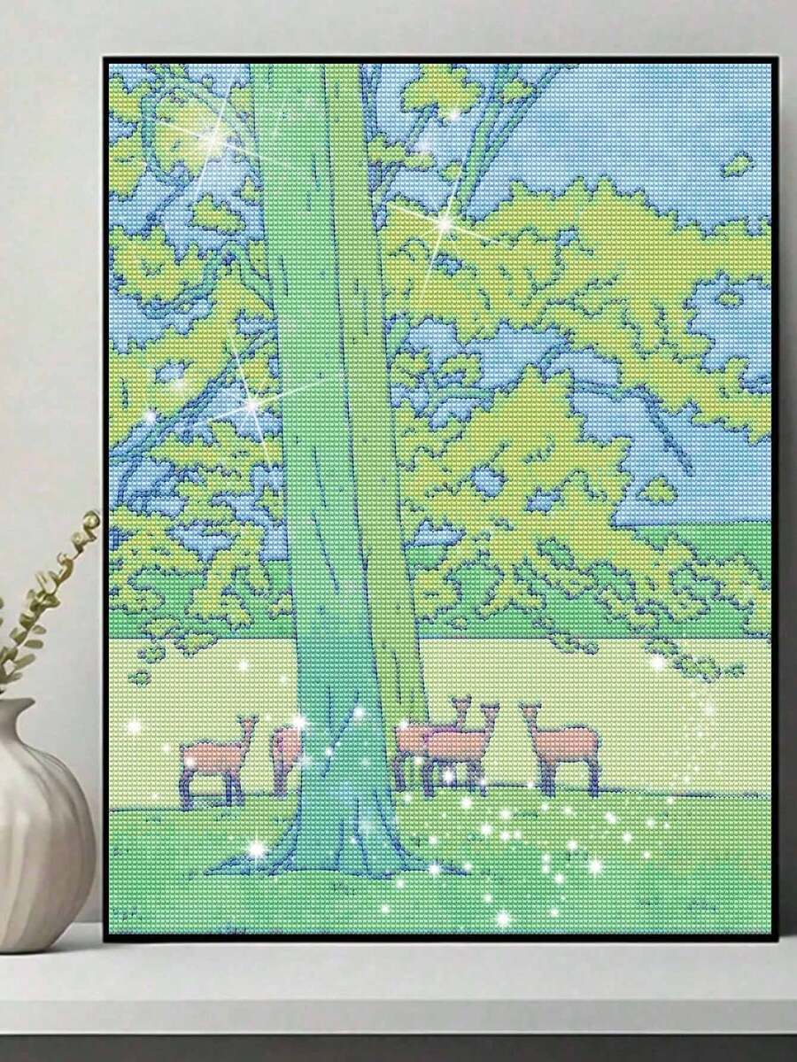 1 Set Diamond Painting, Forest Scenery, Home Decoration DIY Handmade, Living Room Wall Decor, Creative Holiday Gift, Adult Craft Kit, Unframed