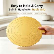 10pcs Gold Wavy Edge Round Cake Boards, Thickened Sturdy Cake Base Cardboard Discs, Waterproof Oil-Proof Cake Trays, Suitable For Birthday, Wedding, Party, Anniversary, Baking, Dessert Display - Gold - View 7