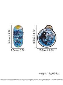 Ocean Shark Orca Whale Enamel Pin Set Skateboard Bottle Cartoon Marine Animal Lapel Badge For Backpack Jacket Decor - Multicolor - View 3
