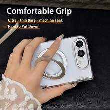 Casing Ponsel Lipat Anti-Kuning Bening Kristal dengan Perlindungan Engsel Pegas, Penyangga Putar 360°, Mendukung Pengisian Daya Nirkabel Magnetik, Kompatibel dengan Galaxy Z Fold 8/Fold 8 Ultra/Fold 7/Fold 6, Kompatibel dengan iPhone Ultra Fold - Clear - View 4