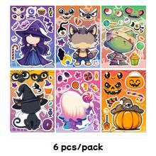 somoving 12pcs Halloween Collage Cartoon Doodle Witch Pumpkin DIY Creative Funny Face Swap Stickers - Multicolor - View 9