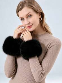 1 Pair Plush Cuff Wrist Warmers, Fashion Clothing Accessory - Multicolor - View 1