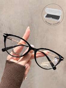 1 Pair/2 Pairs Retro Cat Eye Glasses, Y2K Small Frame Lightweight Transparent Lens Fashion Decorative Glasses, Metal Frame, Suitable For Daily Wear - Multicolor - View 14