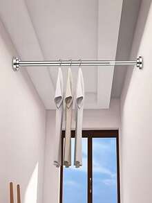1pc Extra Long Stainless Steel Telescopic Shower Curtain Rod, Curtain Rod, Door Curtain, Wardrobe Rod, Shower Curtain Rod, Tension Rod, Clothes Drying Rod, Pull Curtain Rod, Window Curtain Rod, Wardrobe Hanging Rod, Extendable Rod, Laundry Drying Rod, Hanging Rod Bracket, Kitchen Utensil Storage Rod, Black Room Divider, Spring Curtain Rod, Spring Shower Curtain Rod, No Drilling Required, Adjustable Bathroom Divider Spring Rod - A - View 7