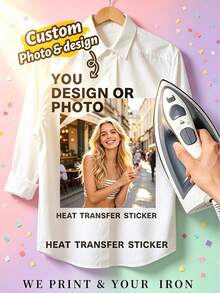 Custom Photo Transfer Decal, Personalized Image & Text Patch For T Shirts, Hoodies, Tote Bags, Pillows & Fabric Decor, Minimalist DIY Style, Customized Clothing Decoration, Customizable Creative Gift, Birthday Gift, Father's Day Gift, Holiday Gift - Multicolor - View 4