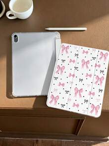 1件粉黑蝴蝶結波點平板保護殼，適用於iPad Mini 4/5/6/7/Air/Air 2/9.7/10.2/10.5/10.9 (Air 4-Air 8)/Pro 11/10th Gen/A16/Pro 11 2024、Galaxy A8，彩繪圖案軟殼，三折支架，自動休眠/喚醒，內置筆槽，不含筆 - 彩色 - 查看 6