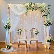 1/2/6pcs White Wedding Backdrop Curtain, White Milk Silk Background Cloth - White - View 2
