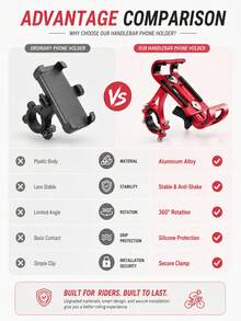 1pc Aluminum Alloy Phone Holder, Rotatable Handlebar Phone Mount For Cycling Navigation, Cycling Gear - Multicolor - View 5