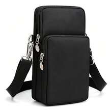 Multi-LayerZipper Crossbody Phone Bag,UnisexLightweightNylonSmallSlingBag,Portable Outdoor Travel Crossbody Bag,VersatileCasualMiniSingle-Shoulder Bag - Multicolor - View 10