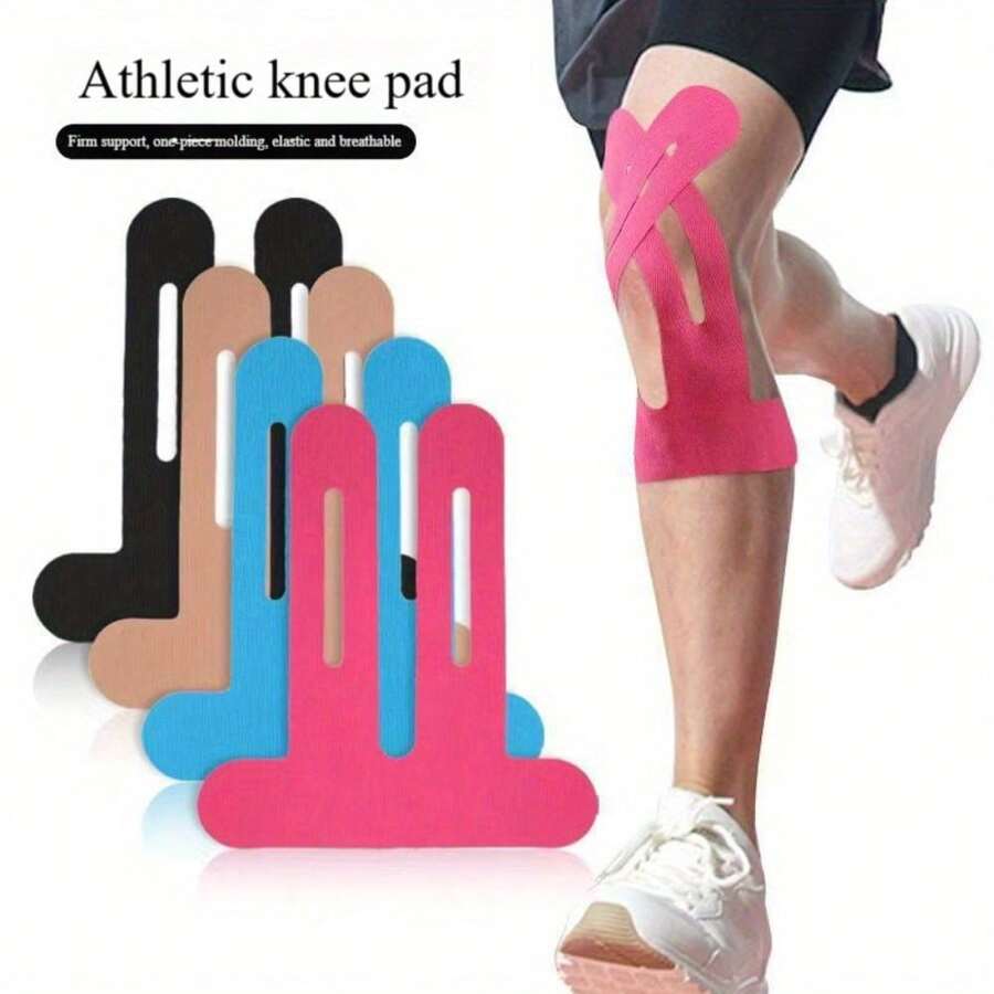 12pcs Multi-Color Knee Sports Tape, Pre-Cut Kinesiology Tape For Knee, Suitable For Fitness, Marathon, Running, Football, Basketball Sports - Multicolor - View 1