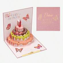 1pc Personalized 3D Pop-Up Birthday Card, Customizable With Name, Featuring Vibrant Cake And "Happy Birthday" Text, Perfect Gift For Friends And Family, Ideal For Birthday Party Supplies, Celebrations And Birthday Party Decorations - Single Piece - View 13