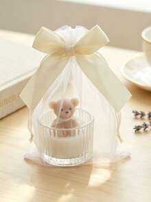 INS Style Exquisite Bear Candle Gift Bag With Bow And Mesh, Suitable For Home Decor, Room Decoration, Party And Holiday Decoration, Office Decor, Living Room Accessory, Also Perfect Gift For Christmas, Halloween, Wedding, New Year, Gift-Giving Occasion - Stylish Souvenir - View 9