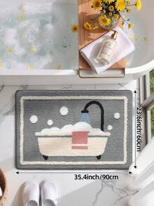 DAJIANG 1pc Cartoon Bathroom Style Cute Rug, Soft & Absorbent, Can Be Used As Classroom Carpet, Non-Slip Backing, Machine Washable, Suitable For Living Room, Vanity, Bathtub, Shower, Sink - Thick & Soft, Suitable For Entryway, Bathroom, Kitchen Decor - Multicolor - View 12