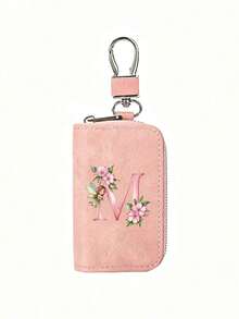 Pink Zipper Key Pouch With Fairy, Flower And Letter, Matte Leather, Functional Key Pouch Suitable For Car, Home And Office - Perfect For Graduation, Teacher's Day - Neutral Design, Travel Accessory, Elegant Jewelry, Premium Craftsmanship, Professional Accessory, Perfect Gift For Classmates And Friends, Realistic, Mini, Minimalist Style, Perfect Wedding And Holiday Gift Or Accessory For Women's Handbag, Keychain, Valentine's Day Gift, Ideal Choice For Graduation Ceremony And Teacher's Day - Multicolor - View 16