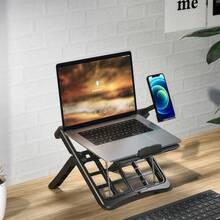 Dudukan Laptop yang Dapat Diatur, Dudukan Portabel untuk Laptop 17,3 Inci, Tinggi Dapat Diatur di Meja, Dilengkapi dengan Tempat Ponsel Khusus - A - View 1