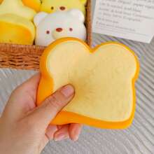 1pc Cute Toast Bread Squishy Fidget Toy, Super Soft Slow Rebound Squeeze Toy, Simulation Toast‑Shaped Stress Relief Decompression Toy, Creative Desktop Ornament For Party Holiday Gift - Multicolor - View 2