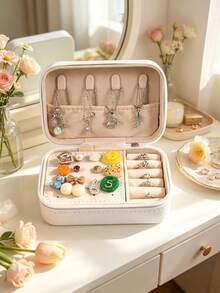 1pc Large Capacity Jewelry Box, Jewelry Storage Box, Multi-Functional Jewelry Display Box, Portable Travel Jewelry Box, Travel Essential, Perfect Gift For Women - Multicolor - View 7