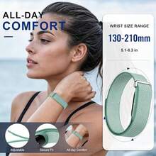 Air Replacement Watch Band 18mm Nylon Braided Sports Strap Adjustable Hook & Loop Wristband Breathable Lightweight Fitness Tracker Accessory - Mint Green - View 3