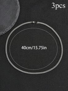 1pc/2pcs/3pcs Fashionable Minimalist Stainless Steel Necklace For Men, 1pc, Perfect Gift, Showcases Fashion Taste - Silver - View 13