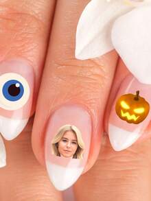 Custom Photo Nail Stickers, Personalized Face And Pet Nail Decals, Halloween Ghost Pumpkin Spider Web Patterns, Waterproof Self-Adhesive DIY Nail Stickers, Halloween-Themed Decorations, Suitable For Women And Girls' Halloween Parties - Multicolor - View 5