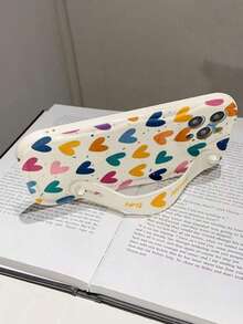A Stylish Wristband, Heart-Print, Thickened, Highly Drop-Proof Phone Protective Case, With Stand Function, Compatible With Apple Series, - Multicolor - View 5