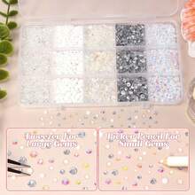 8850顆白色樹脂水鑽手工藝用，平底樹脂水鑽閃亮寶石 3/4/5mm 平底寶石飾品，適用於DIY馬克杯、玻璃杯、瓶子、衣物、鞋子、藝術品 - 白色系 - 查看 5