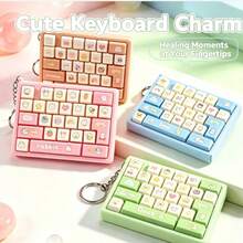 Mini Keyboard Keychain Fidget Toy, Cute Animal Keyboard Bag Charm, Portable Clickable Stress Relief Pendant, Crisp Sound, Decompression Key Ring, Suitable For Backpacks And Keys, Random Color 1pc - Multicolor - View 3