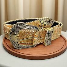1 Piece Western Cowboy Style Belt - Gold - View 15