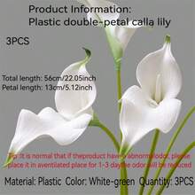 1/3/8件 22.8英吋雙瓣馬蹄蘭人造花，EVA高品質觸感，家居攝影樣品房裝飾仿真花，婚禮人造花，桌面裝飾，中心裝飾，塑膠花 - 彩色 - 查看 22