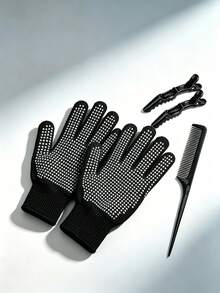 5pcs/Professional Hair Styling Gloves, Includes Hair Clips + Comb, Comfortable Fit, Suitable For Straight, Curly, Dyed Hair, Salon And Home Styling Tools, Essential Hair Accessories For Hair Enthusiasts In Spring And Summer - Multicolor - View 8