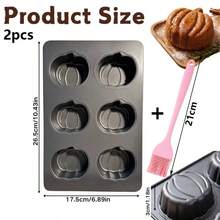 Pumpkin Cake Pan 6-Cavity Non-Stick, Carbon Steel Baking Mold For Fall Thanksgiving Halloween Cookies, Reusable Oven Bakeware, Easy Clean DIY Home Baking Tool - Black - View 9