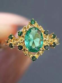 1 chiếc nhẫn nữ đính đá Cubic Zirconia phong cách vintage, trang sức cho đám cưới, đính hôn, tiệc tùng, quà tặng Valentine - 1 # - Xem 7