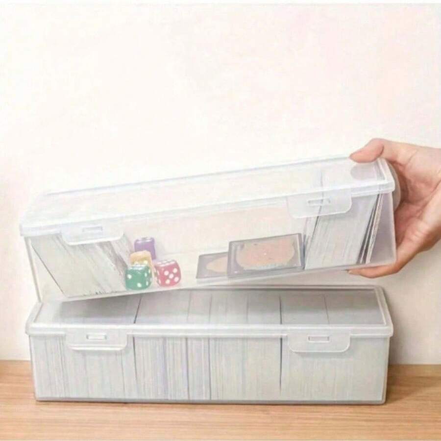 1pc Card Storage Box With 10 Dividers | Card Capacity Top-Load Storage Box Transparent Plastic With Handle And Double Snap Locks PVC-Free TCG Collection Storage For Adult Players