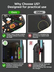 Ayotu Ghost & Bat & Pumpkin Theme Switch Protective Case, Compatible With New Switch 2 (2025)/Switch NS/Switch OLED, Can Be Used In Docking Station Without Removing Protective Case, Universal Game Controller Protective Cover, Switch Game Accessories, Anti-Drop Anti-Scratch, Halloween Theme. - View 4