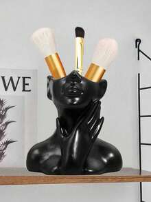 1pc Multifunctional Makeup Brush Holder, Creative Facial Sculpture Art Design, Can Be Used As Pen Holder, Lipstick Storage Rack, Eyeliner Storage, Decorative Vase, Suitable For Vanity, Bathroom, Bedroom, Office Desk, Back To School Season - A - View 6