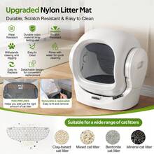 Flieks Self-Cleaning Cat Litter Tray, 65L Automatic Cat Litter Box For Multiple Cats, Multi-Litter Compatible, Infrared Sensor, Odor Eliminator, App Controlled With Child Lock - White B - View 6