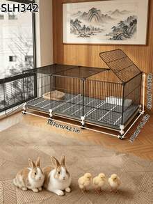 Encrypted Rabbit Cage Large Indoor Pet Rabbit Cage With Toilet, Automatic Waste Cleaning, Suitable For Guinea Pigs And Hamsters, Halloween, Christmas, Holiday Gift - Multicolor - View 1
