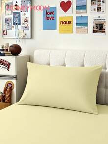 1pc Solid Color Pillowcase, No Pillow Insert, Soft Pillowcase, Wrinkle-Resistant, Fade-Resistant, Soft And Breathable, No Filling, Machine Washable, Light Yellow - Light Yellow - View 1