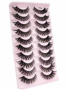 10 Pairs Fluffy Dense Lightweight Natural Short Strip False Eyelashes For Women's Daily Makeup - View 6
