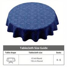 Round Navy Geometric Tablecloth, Classic Pattern Polyester Table Cover For Dining Table, Kitchen, Everyday Use, Modern Home Decor And Casual Family Dining Styling - A - View 4