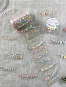1 Roll Colorful Flag Theme PET Die-Cut Washi Tape, Scrapbooking DIY Collage Decoration Magazine Photo Album Scrapbook Diary Sticker Washi Tape - Colorful Party Bunting - View 11