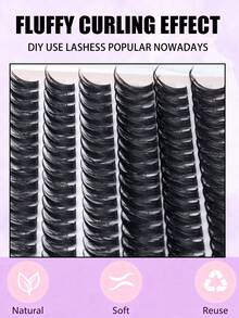 216 Clusters D Curl Spiky False Eyelash Clusters, Dramatic Voluminous Lightweight Spiky Single Cluster Eyelashes, Soft Reusable DIY Eyelash Extension Kit, Suitable For Daily, Date, Party, Photo And Nightclub - D - View 4