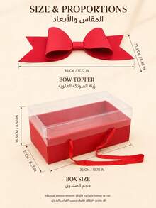 1pc Transparent Gift Box With Colorful Base, Bow And Handle, 7 Colors Available, Suitable For Christmas, Saudi National Day Party Favors, Wedding, Engagement, Birthday, Bridal Shower And Celebration Display, Gift Not Included - Multi-color - View 4