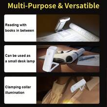 Portable LED Reading Light, USB Rechargeable Clip-On Bedside Book Light, 3-Mode Dimmable Eye-Protection Night Light, Portable Travel Light, Dedicated Bookmark Reading Light For Books, Ideal Gift For Book Lovers And Students (4 Colors Available) - Multicolor - View 8