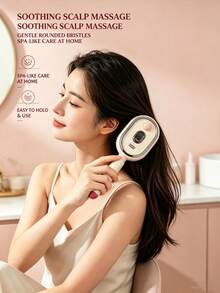 Portable Nano Mist Electric Massage Comb, One-Click Retractable Teeth For Easy Hair Removal, Soft Air Cushion Round Tooth Scalp Massager, USB Rechargeable Hydrating Detangling Styling Comb, Suitable For Home And Travel, Available In Pink - - A - View 2