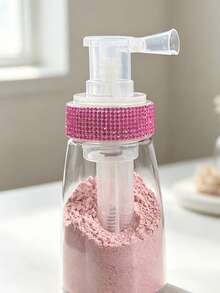Rhinestone-Decorated Powder Spray Bottle (Suitable For Various Powders, Including Volumizing Powder); Refillable, Transparent, Push-Style Design; Ideal For Home Use And Hair Salons; Perfect For Occasions Like Christmas And Halloween. - Multicolor - View 1