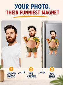 Custom Photo Face Cutout Fridge Magnet, Personalized Funny Face Refrigerator Magnet, Upload Your Photo Keepsake For Kitchen Decor, Humorous Novelty Gift For Men, Dad, Husband, Boyfriend, Friends, Birthday, Father's Day, Housewarming - Multicolor - View 5