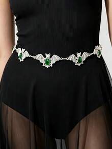 1PC Women Street Punk Multi‑Layer Skull Waist Chain, Y2K Gothic Adjustable Body Chain For Plus Size, Halloween Party Waist Accessory - Silver - View 8