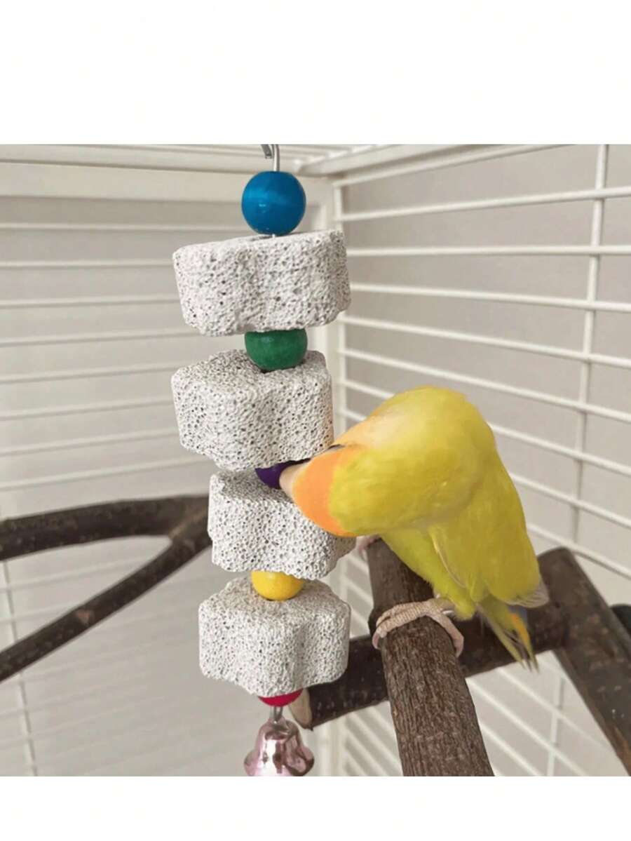 Mainan Kunyah Batu Penggiling Kalsium, Cocok untuk Burung Beo, Hamster, Guinea Pig, Kucing dan Kelinci, Mainan Kunyah Burung, Manik-manik Warna Campuran Acak, Aksesori Sangkar Burung