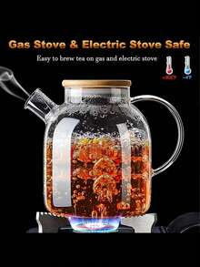 Large Capacity Glass Teapot, Heat-Resistant Water Kettle, Suitable For Steaming Juice, Fruit And Iced Tea, Home Kitchen Accessories - Multicolor - View 5